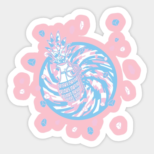 Digi The Pineapple Grenade Vortex! Tango Tree Clothing Sticker TeePublic